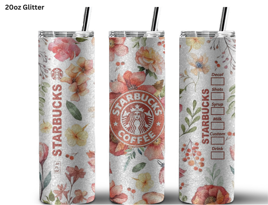 Floral Starbucks (Orange) Tumbler