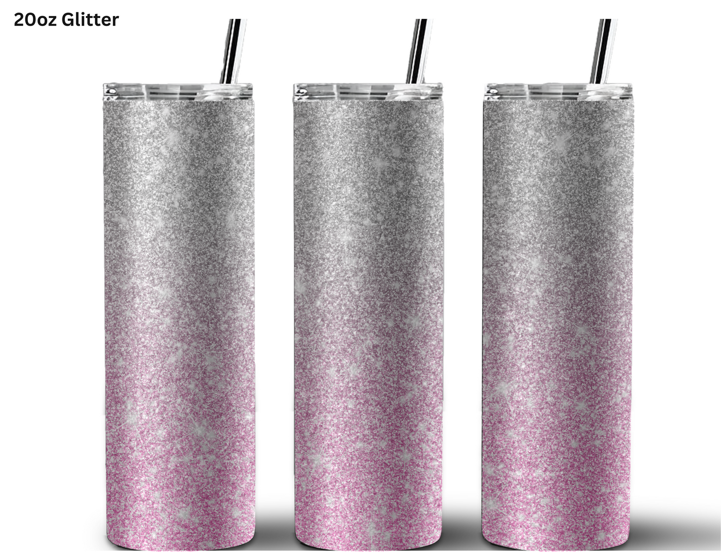 Silver Pink Glitter Tumbler