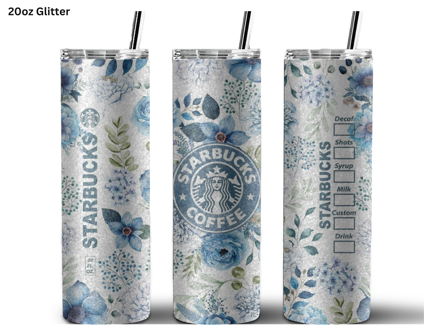 Floral Starbucks (Blue) Tumbler