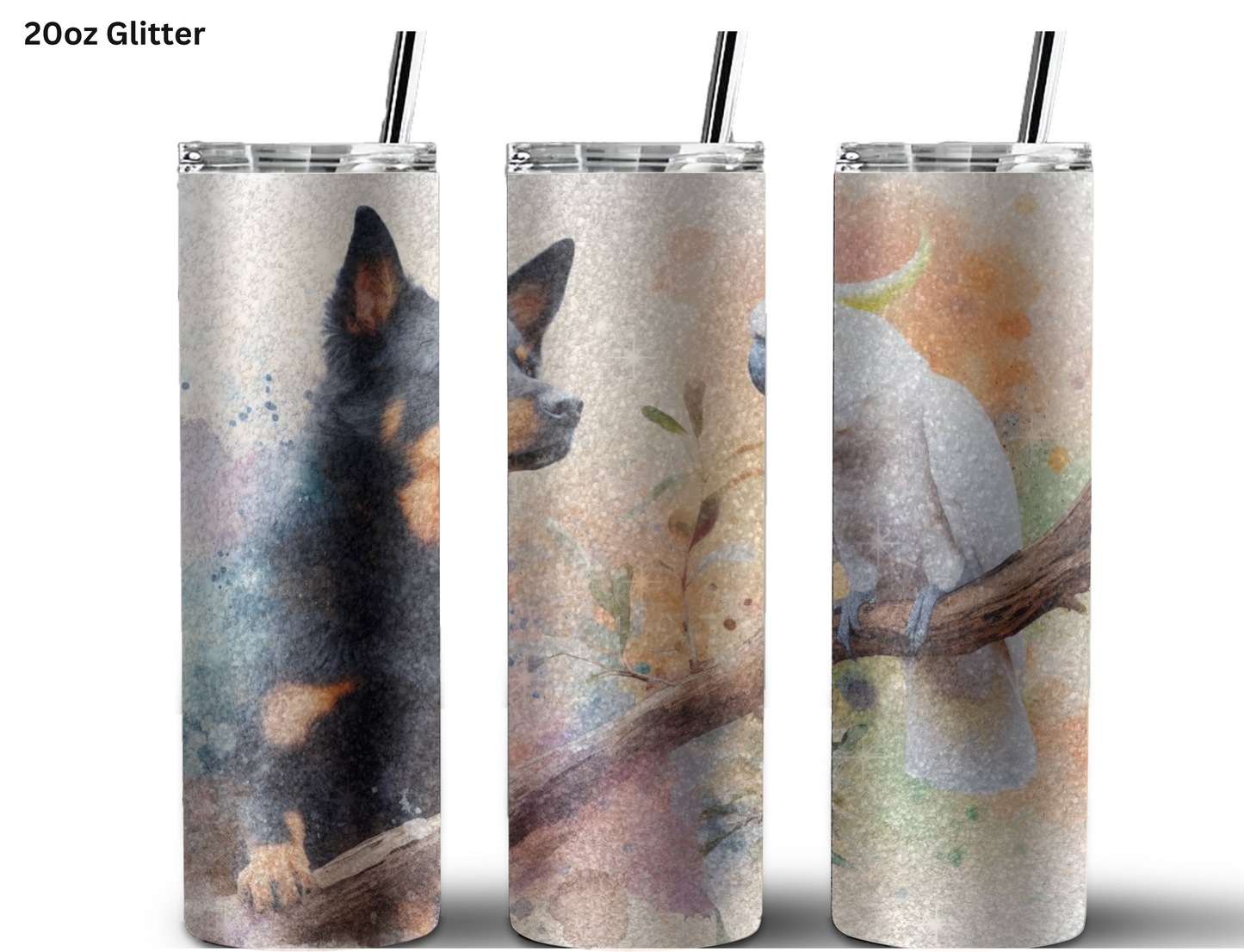 Australian Black Kelpie & Cockatoo Tumbler