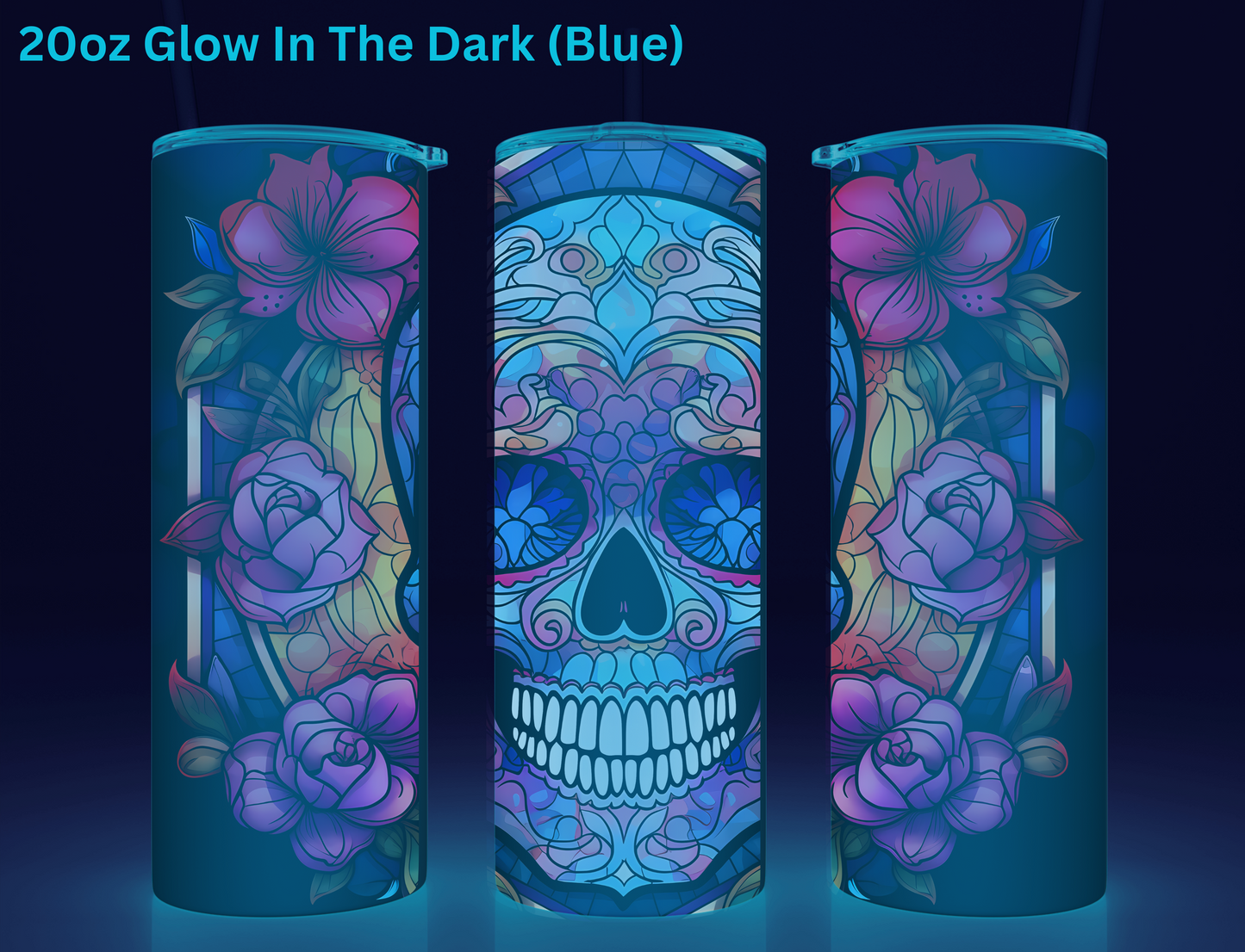 Blue Candy Skull Tumbler