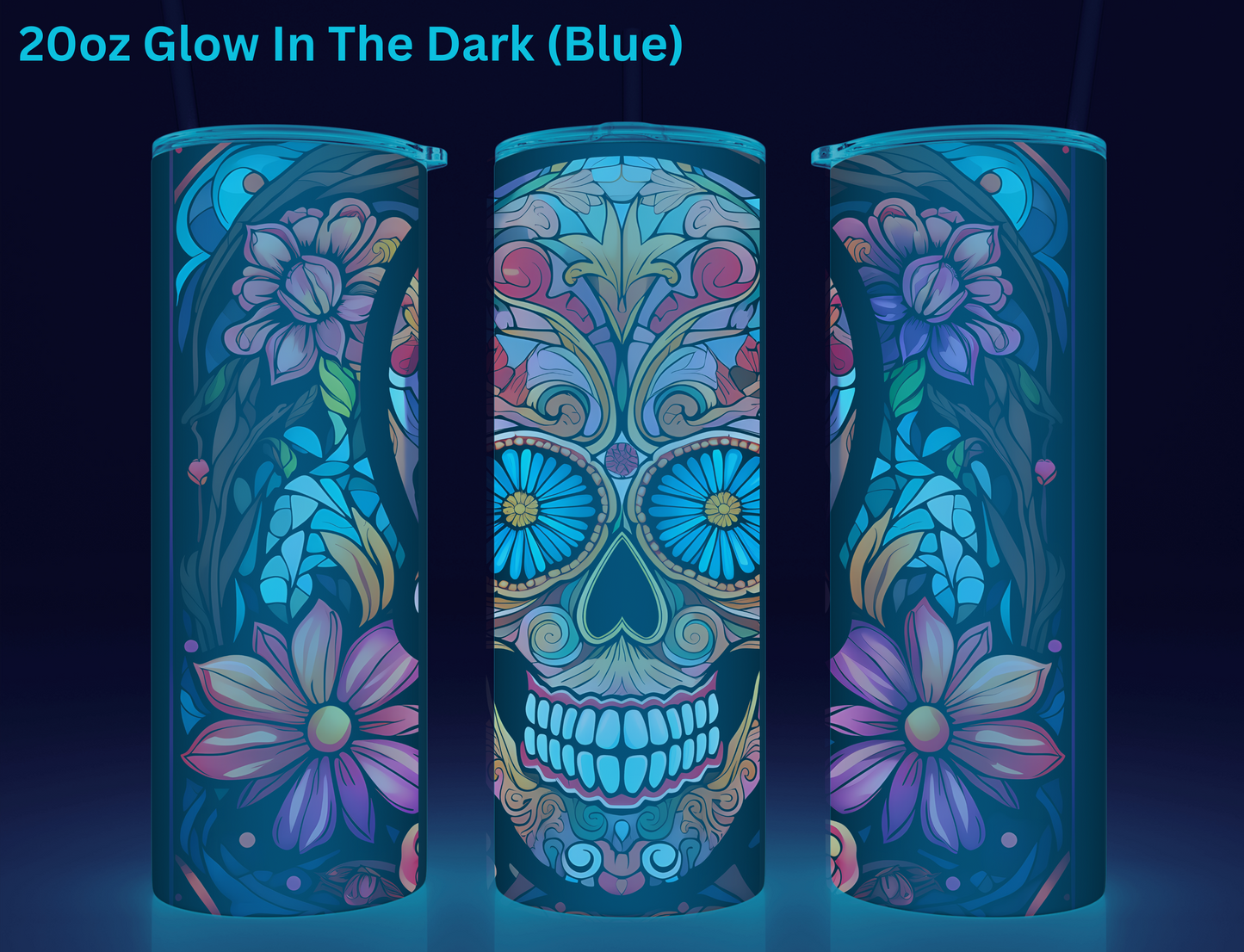 Blue Eyed Candy Skull Tumbler