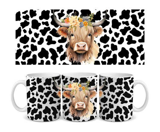 Highlander Cow Print Ceramic Mug