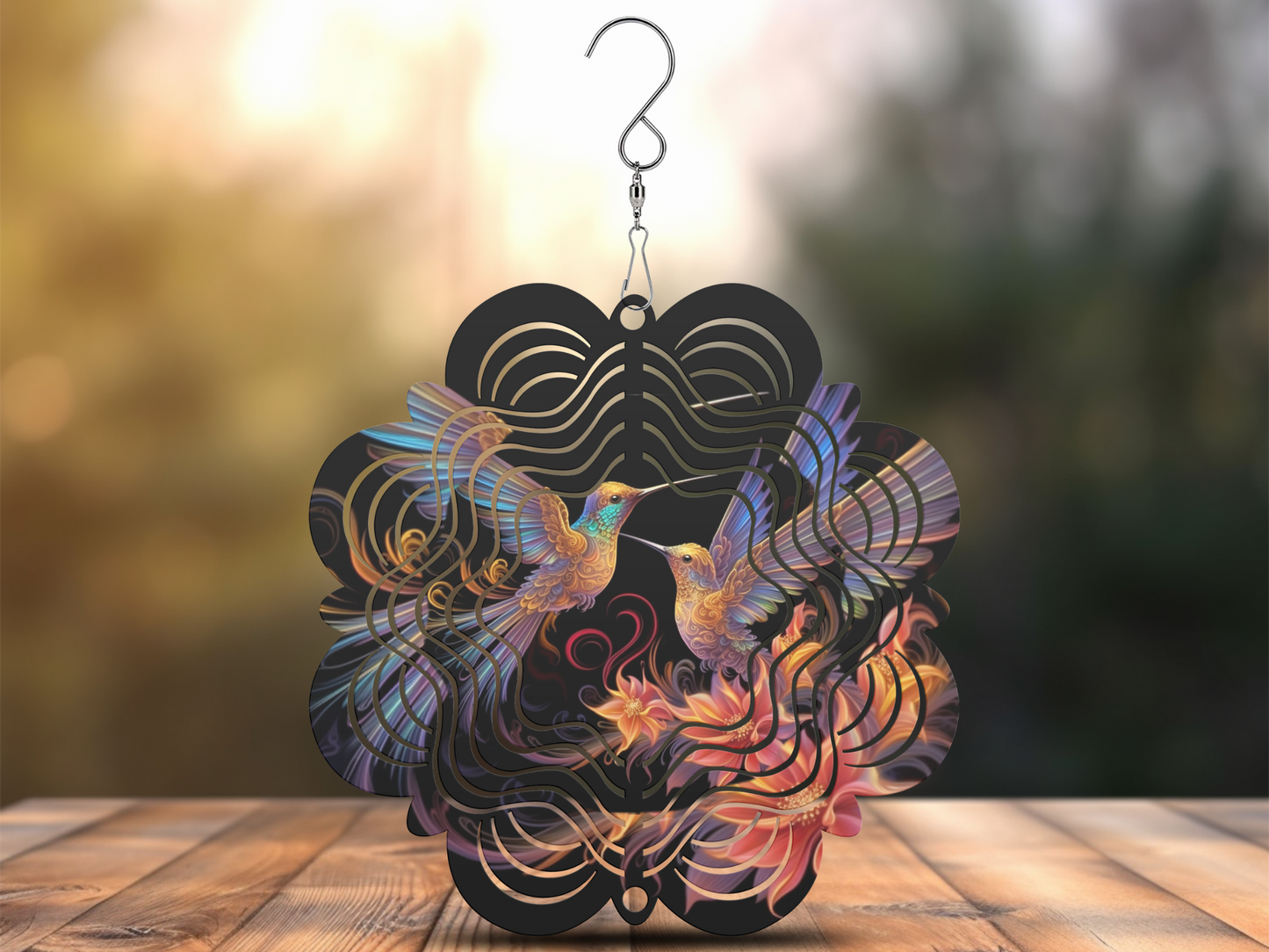 Hummingbird & Tiger Lilies Wind Spinner