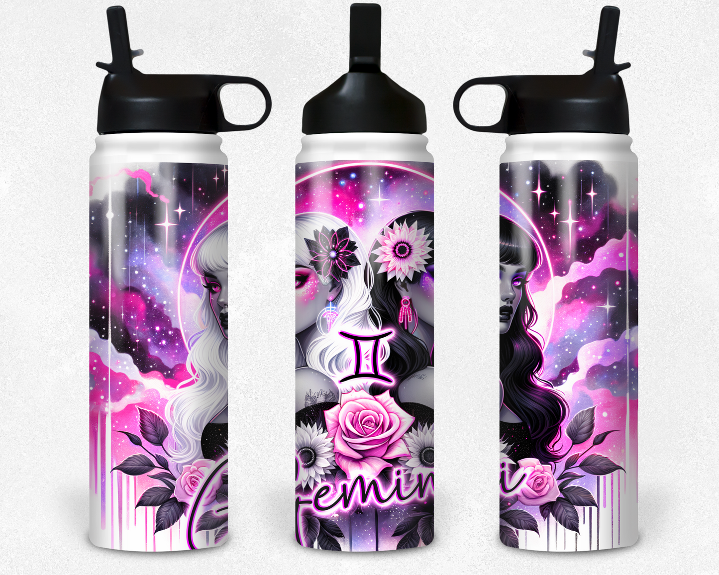 Neon Star Sign - Gemini Tumbler (006)