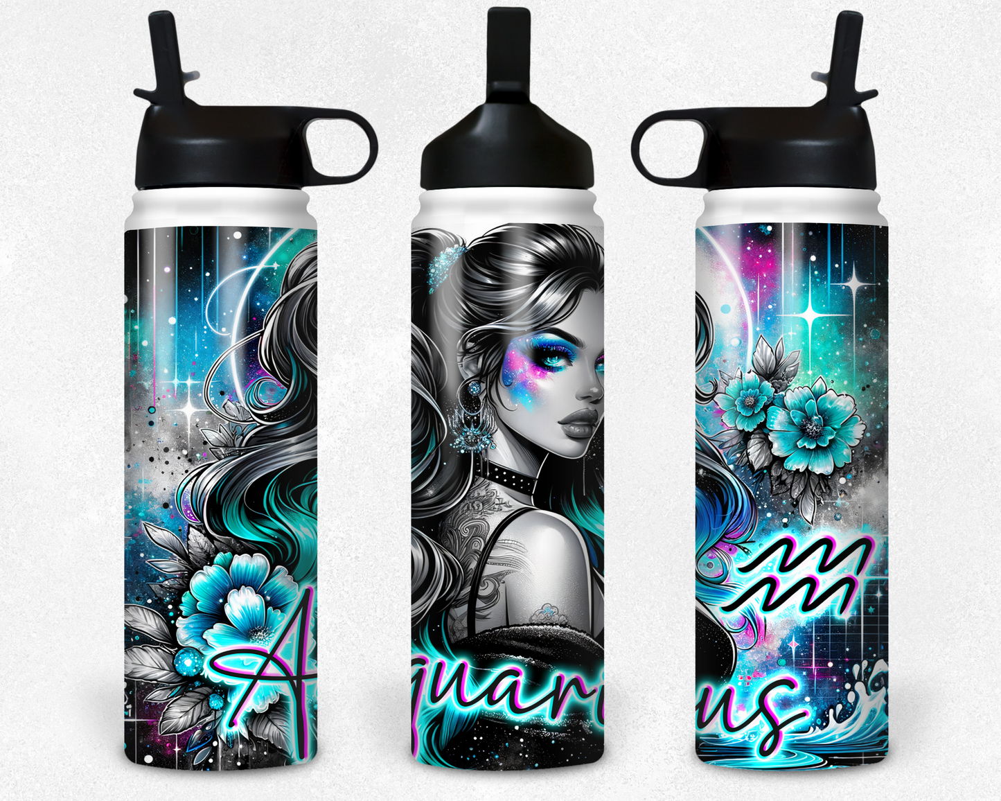 Neon Star Sign - Aquarius Tumbler (007)