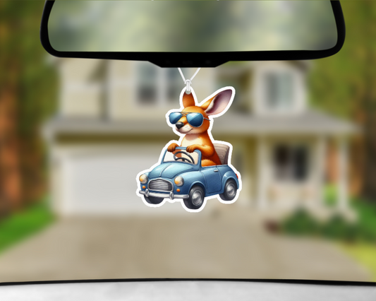 Kangaroo in Blue Car Car Air Freshener