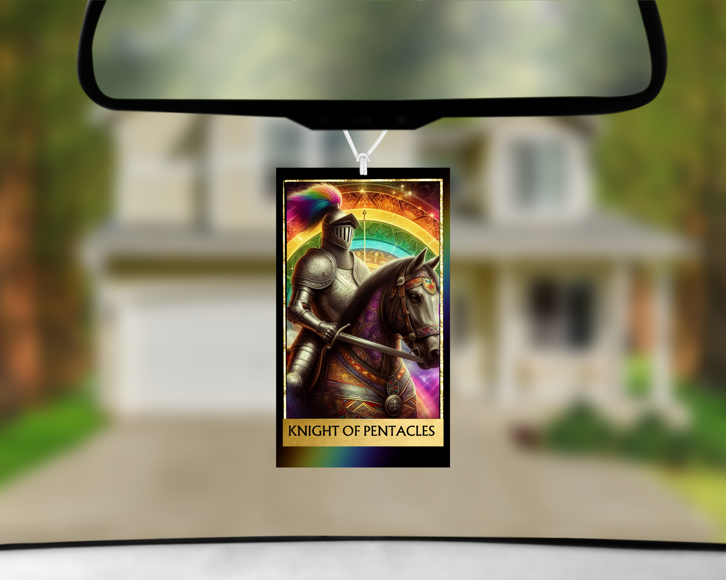 Knight Of Pentacles Tarot Card Car Air Freshener