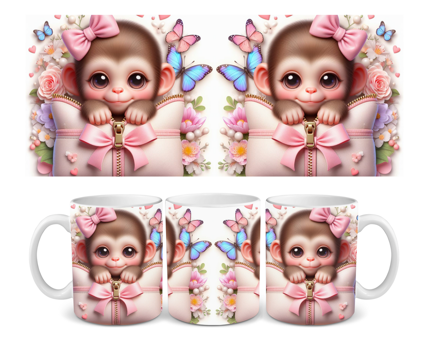 Monkey in Pillow Ceramic Mug