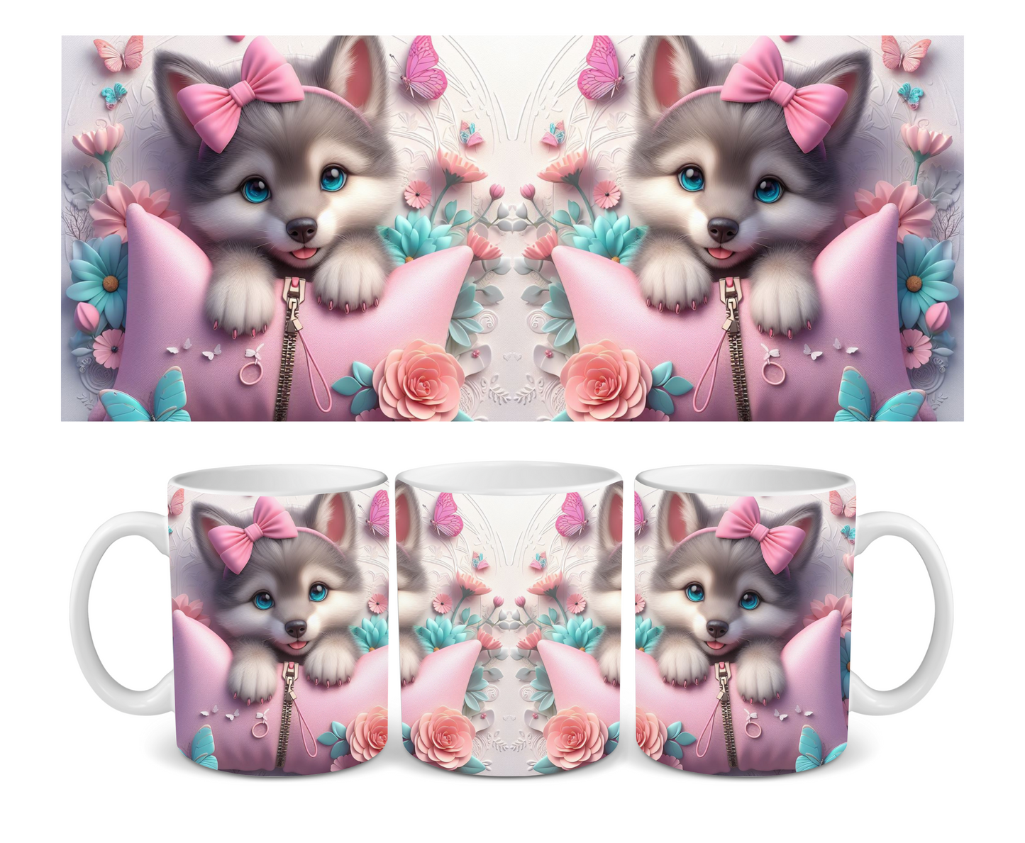 Gray Fox in Pillow Ceramic Mug