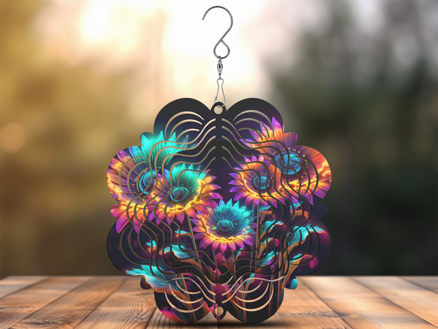 Metallic Sunflowers Wind Spinner