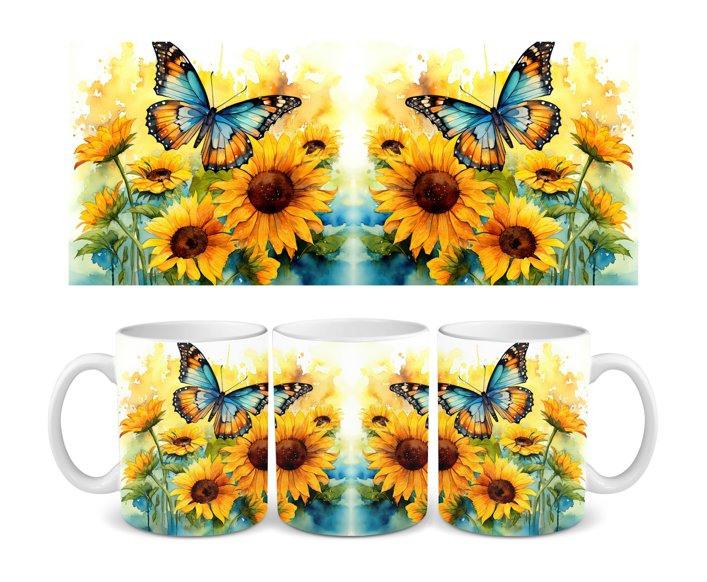 Monarch Butterfly and Sunflowers Ceramic Mug