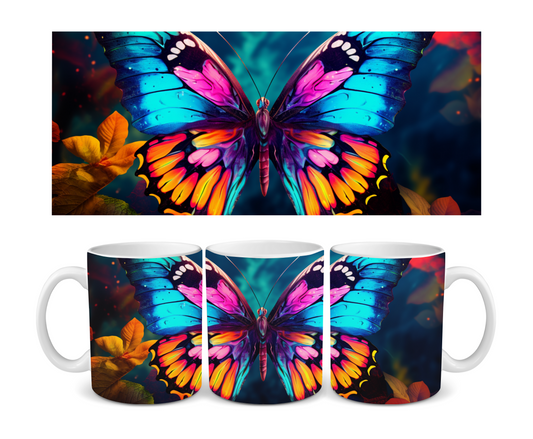 Neon Butterfly Ceramic Mug