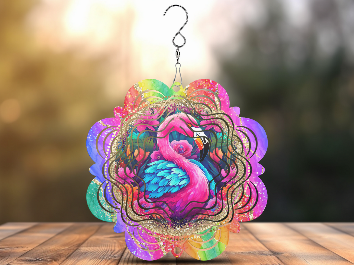 Neon Flamingo Wind Spinner