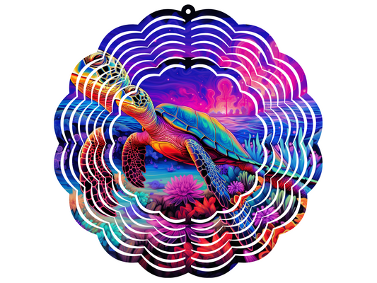 Neon Turtle Wind Spinner