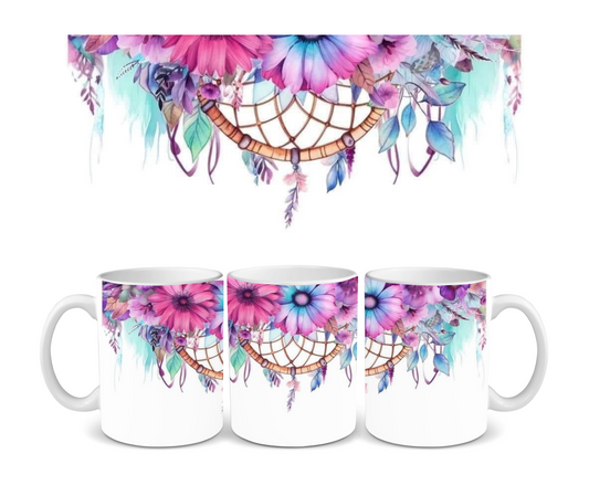 Netted Flowers Ceramic Mug