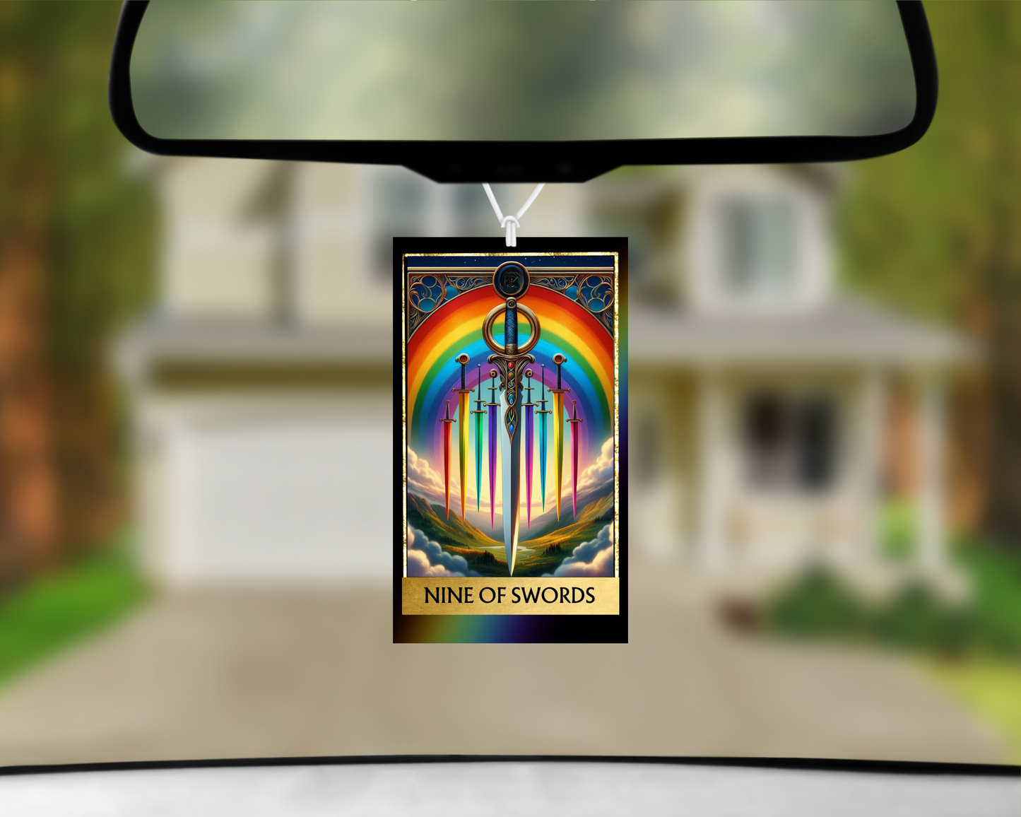 Nine of Swords Tarot Card Car Air Freshener