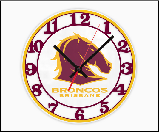 Brisbane Broncos 3D Numbered Clock (001)