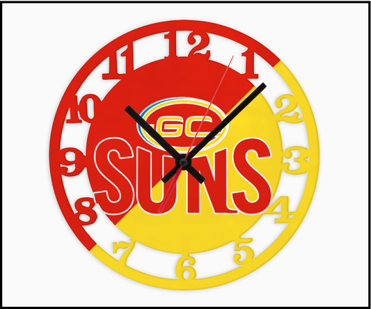Gold Coast Suns 3D Numbered Clock (001)