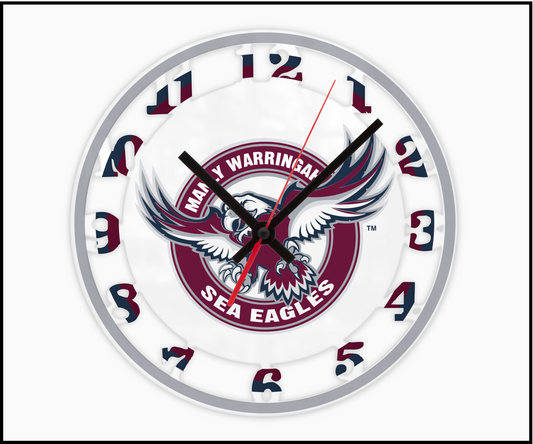 Manly Sea Eagles 3D Numbered Clock (001)