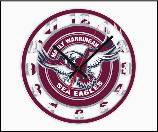 Manly Sea Eagles 3D Numbered Clock (002)