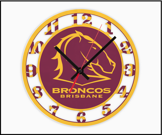 Brisbane Broncos 3D Numbered Clock (002)