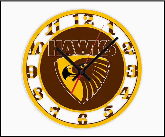 Hawthorn Hawks 3D Numbered Clock (002)