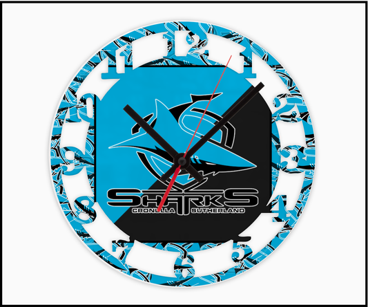 Cronulla Sharks 3D Numbered Clock (004)