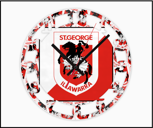 St George Dragons 3D Numbered Clock (004)