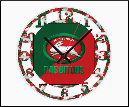 South Sydney Rabbitohs 3D Numbered Clock (004)