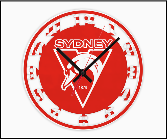 Sydney Swans 3D Numbered Clock (002)