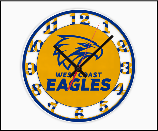 West Coast Eagles 3D Numbered Clock (001)