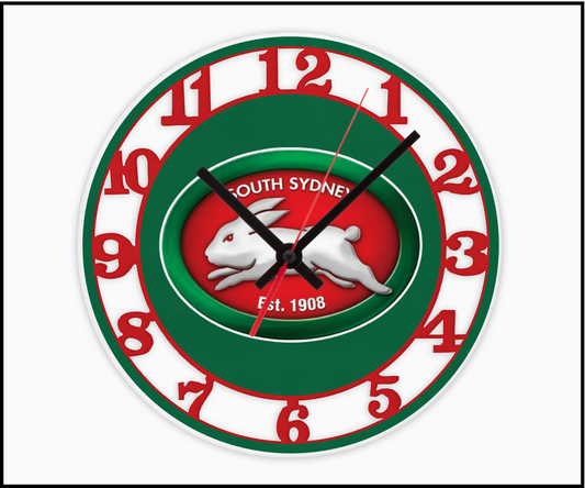South Sydney Rabbitohs 3D Numbered Clock (001)