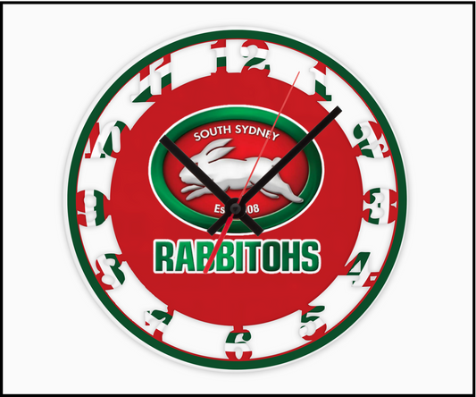 South Sydney Rabbitohs 3D Numbered Clock (002)