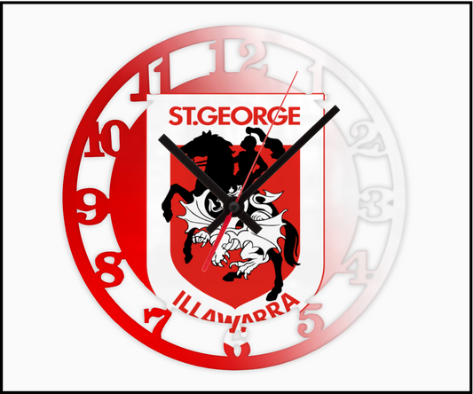 St George Dragons 3D Numbered Clock (002)
