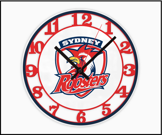 Sydney Roosters 3D Numbered Clock (001)