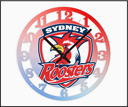 Sydney Roosters 3D Numbered Clock (002)