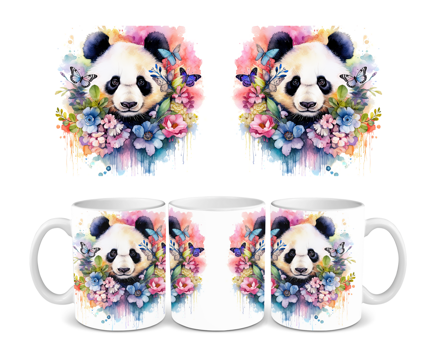 Panda Watercolor Splash Ceramic Mug