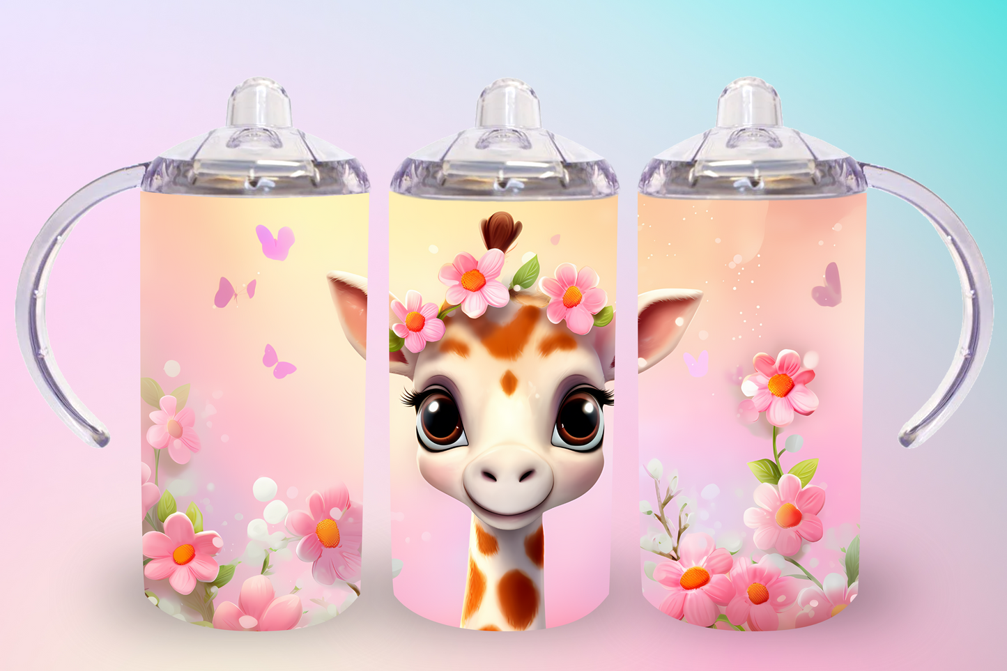 Pink Baby Giraffe Sippy Cup / Kids Bottle