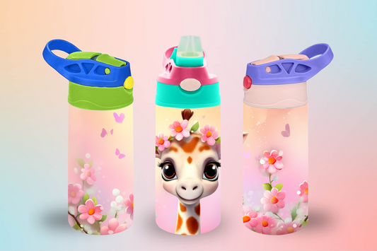 Pink Baby Giraffe Sippy Cup / Kids Bottle