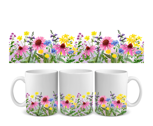 Pink Floral Border Ceramic Mug