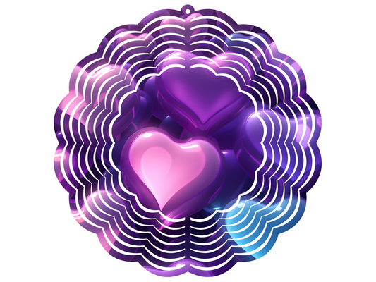 Purple Hearts Wind Spinner