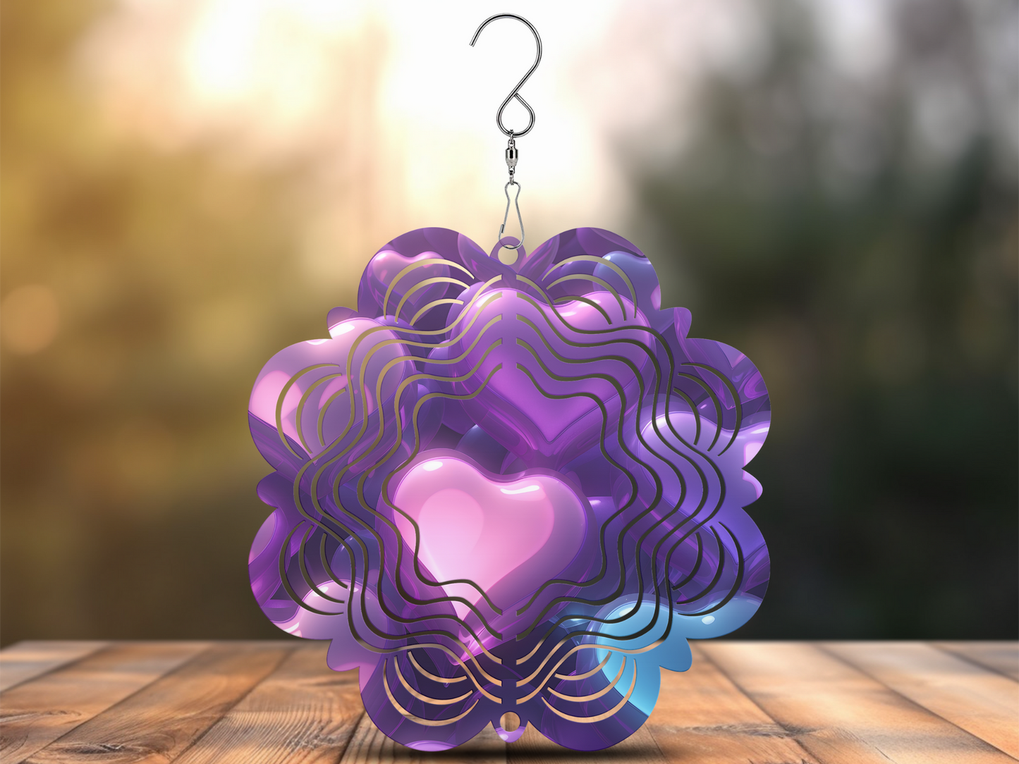 Purple Hearts Wind Spinner