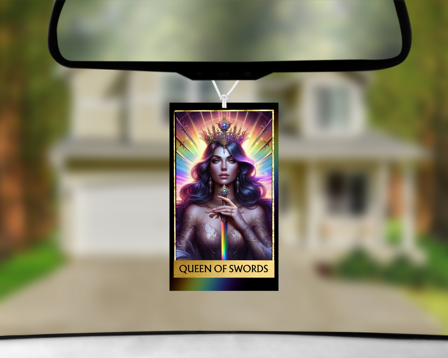 Queen of Swords Tarat Card Car Air Freshener