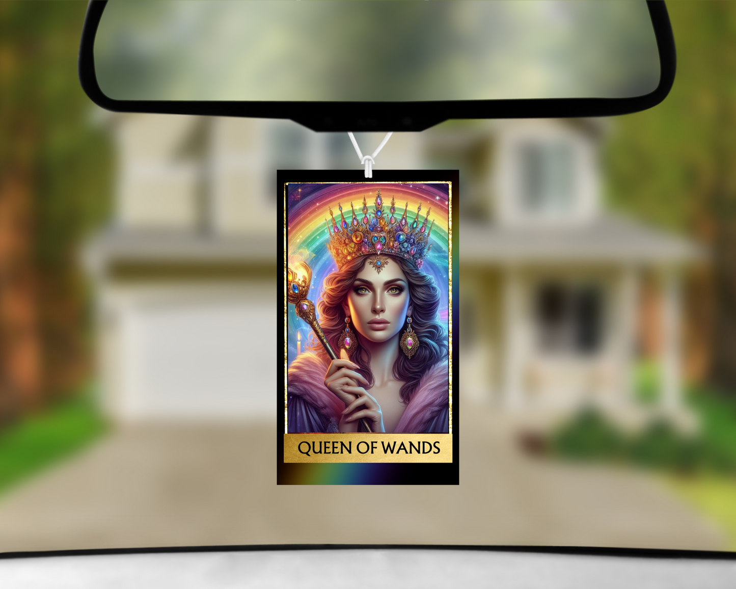 Queen of  Wands Tarat Card Car Air Freshener