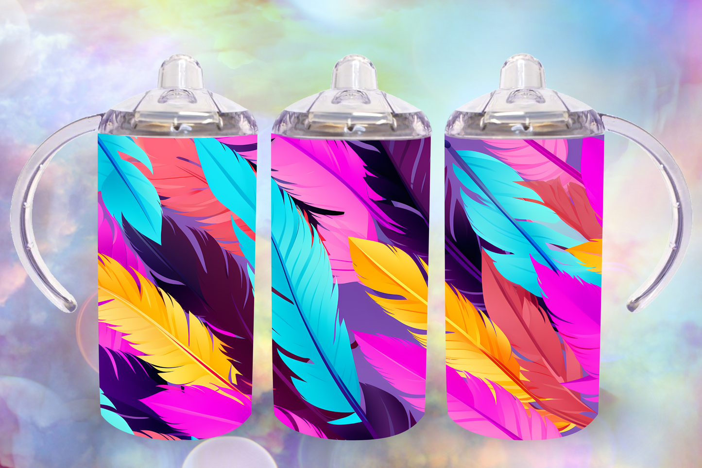 Rainbow Feathers Sippy Cup / Kids Bottle