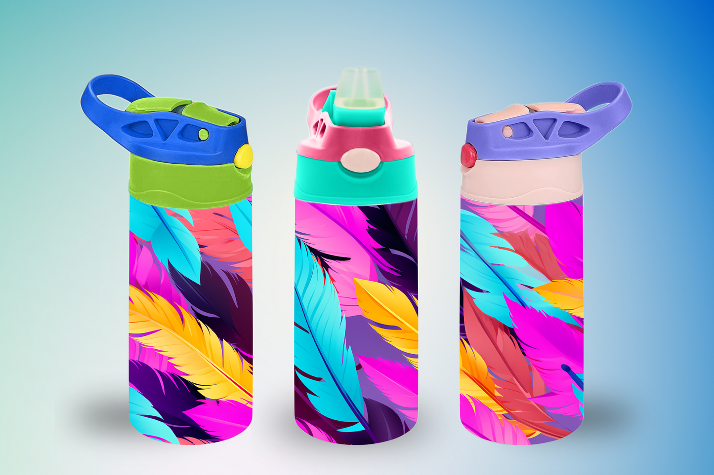 Rainbow Feathers Sippy Cup / Kids Bottle