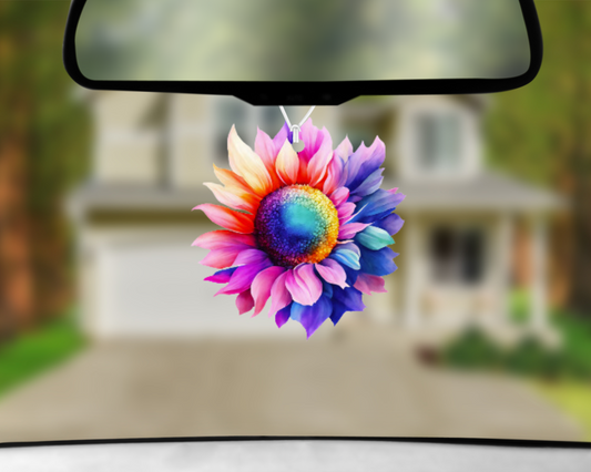 Rainbow Sunflower Car Air Freshener