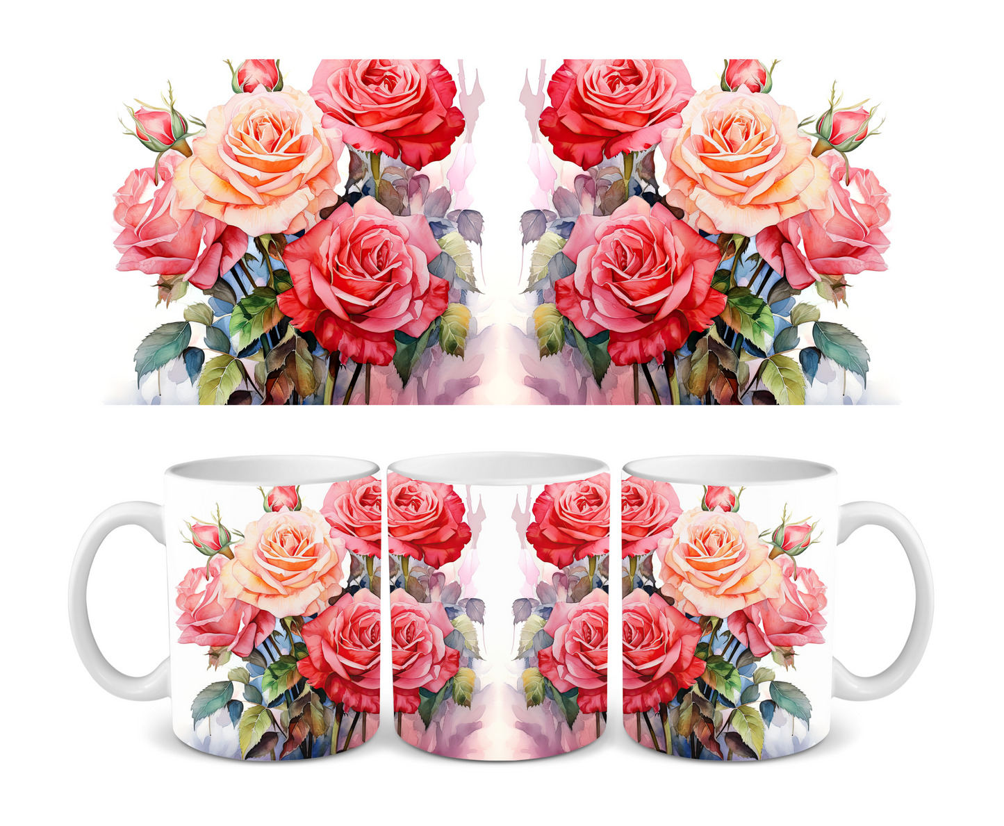 Red Pastel Rose Ceramic Mug