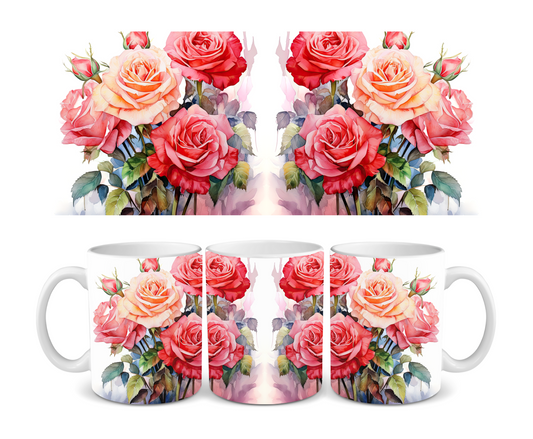 Red Pastel Rose Ceramic Mug